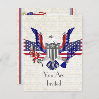 Patriotischer Amerikanischer Adler, Flagge und Sch Einladung