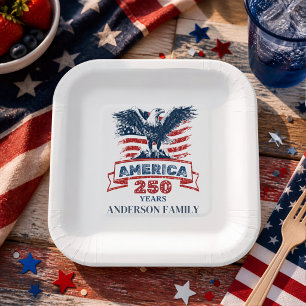 Patriotischer Amerikanischer Adler Frohes 250. Jub Pappteller