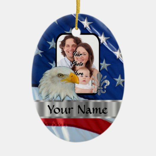 Patriotischer amerikanischer Adler Keramik Ornament (Vorne)