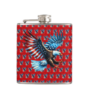 Patriotischer Amerikanischer Adler Rot Weiß Blau Flachmann