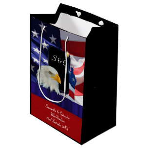 Patriotischer amerikanischer Adler und Fahne Mittlere Geschenktüte