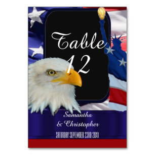 Patriotischer amerikanischer Adler und Fahne Tischnummer