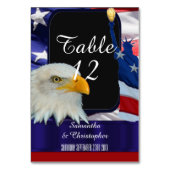 Patriotischer amerikanischer Adler und Fahne Tischnummer (Rückseite)
