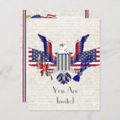 Patriotischer Amerikanischer Adler und Flagge 2 Einladung (Vorne/Hinten)
