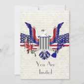 Patriotischer Amerikanischer Adler und Flagge Einladung (Vorderseite)