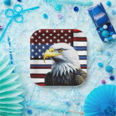 Patriotischer amerikanischer Adler und US-Flagge Pappteller (Party)
