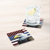 Patriotischer amerikanischer Adler und US-Flagge Rechteckiger Pappuntersetzer (Vor Ort)
