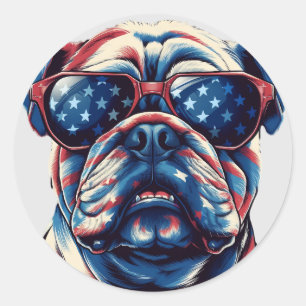 Patriotischer Amerikanischer Bulldogge Runder Aufkleber