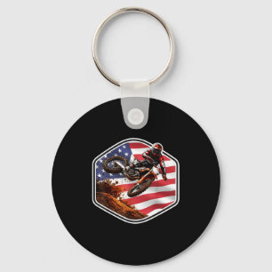 Patriotischer amerikanischer Dirtbike-Fahrer Motoc Schlüsselanhänger