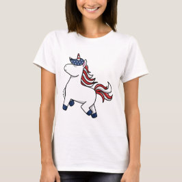 Patriotischer Amerikanischer Einhorn Sternen Strei T-Shirt