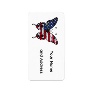 Patriotischer amerikanischer Flaggen Schmetterling Adressaufkleber
