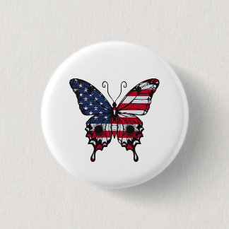Patriotischer amerikanischer Flaggen Schmetterling Button