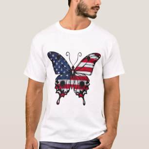 Patriotischer amerikanischer Flaggen Schmetterling T-Shirt