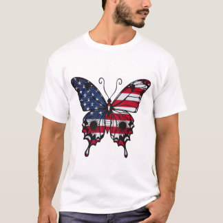 Patriotischer amerikanischer Flaggen Schmetterling T-Shirt