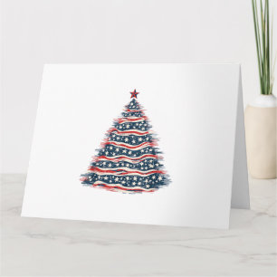 Patriotischer amerikanischer Flaggen-Weihnachtsbau Karte