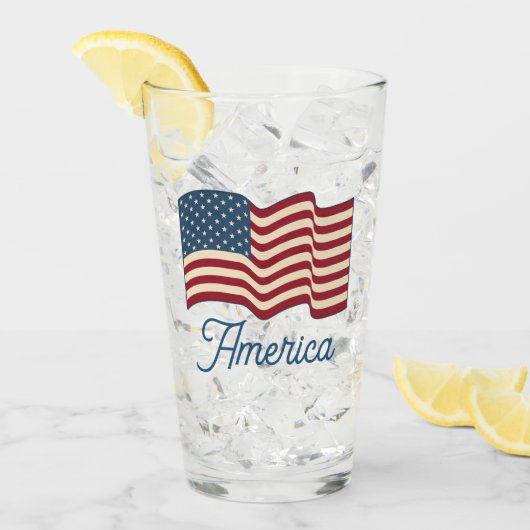 Patriotischer amerikanischer Flaggenbecher Glas (Vorderseite Ice)