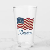 Patriotischer amerikanischer Flaggenbecher Glas (Vorderseite)
