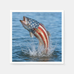Patriotischer amerikanischer Flaggenfisch Serviette