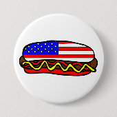Patriotischer amerikanischer FlaggenHot Dog Button (Vorderseite)