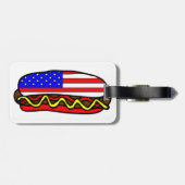 Patriotischer amerikanischer FlaggenHot Dog Gepäckanhänger (Rückseite horizontal)