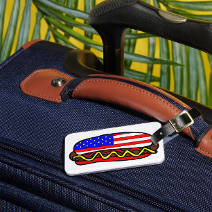 Patriotischer amerikanischer FlaggenHot Dog Gepäckanhänger