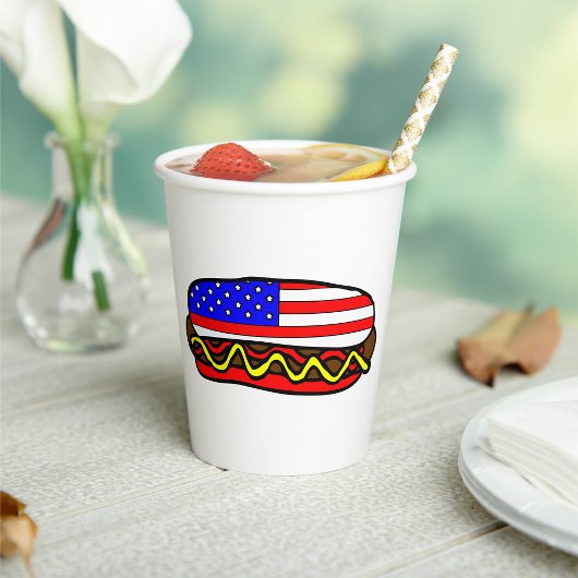 Patriotischer amerikanischer FlaggenHot Dog Pappbecher