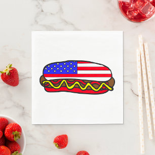 Patriotischer amerikanischer FlaggenHot Dog Serviette
