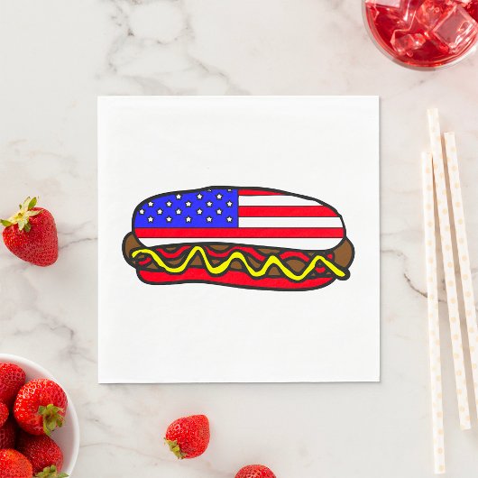 Patriotischer amerikanischer FlaggenHot Dog Serviette