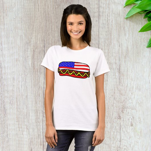 Patriotischer amerikanischer FlaggenHot Dog T-Shirt