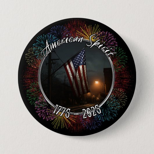 Patriotischer Amerikanischer Geist 1776 - 2026 Fla Button (Vorderseite)