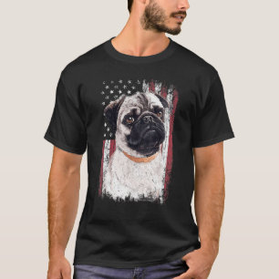 Patriotischer amerikanischer Mops Hund-Usa-Flagge T-Shirt