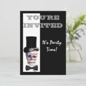 Patriotischer amerikanischer Steampunkschädel Einladung (Stehend Vorderseite)