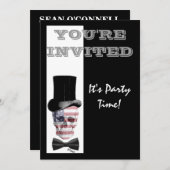 Patriotischer amerikanischer Steampunkschädel Einladung (Vorne/Hinten)