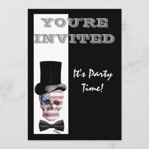 Patriotischer amerikanischer Steampunkschädel Einladung
