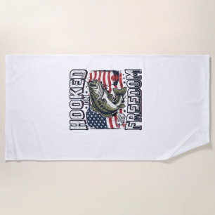 Patriotischer Angelhaken der Freiheit Vintage Bass Strandtuch
