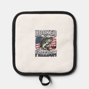 Patriotischer Angelhaken der Freiheit Vintage Bass Topflappen