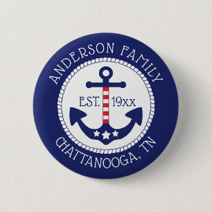 Patriotischer Anker-nautischfamilienname Button