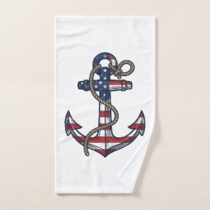 Patriotischer Anker Vintage Vektor Design_1 Handtuch