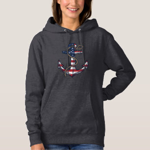 Patriotischer Anker Vintage Vektor Design_1 Hoodie