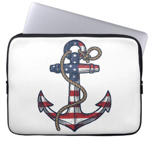 Patriotischer Anker Vintage Vektor Design_1 Laptopschutzhülle