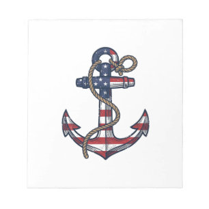 Patriotischer Anker Vintage Vektor Design_1 Notizblock