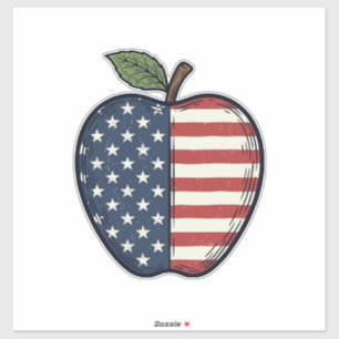 Patriotischer Apfel Vintage Gravur Vektor Design_1 Aufkleber