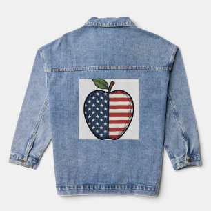 Patriotischer Apfel Vintage Gravur Vektor Design_1 Jeansjacke