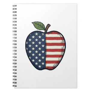 Patriotischer Apfel Vintage Gravur Vektor Design_1 Notizblock