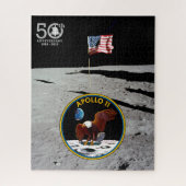 Patriotischer Apollo 11 Moon Mission Patch und Fla Puzzle (Vertikal)