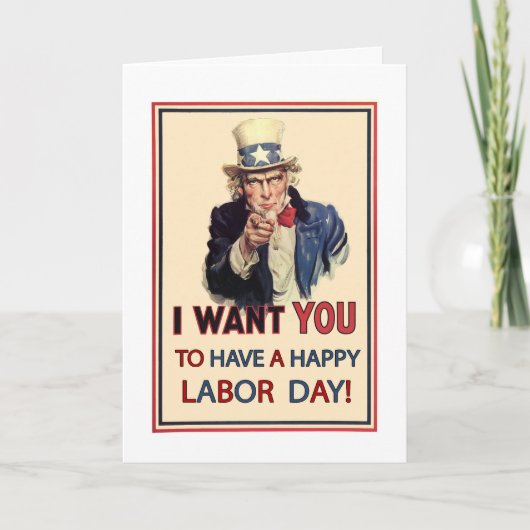 Patriotischer Arbeitstag, Vintager Uncle Sam Karte (Vorderseite)