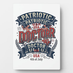 Patriotischer Arzt 4. Juli Vintage-Shirt-Design_ Fotoplatte