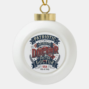 Patriotischer Arzt 4. Juli Vintage-Shirt-Design_ Keramik Kugel-Ornament