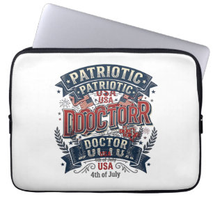 Patriotischer Arzt 4. Juli Vintage-Shirt-Design_ Laptopschutzhülle