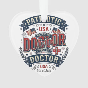 Patriotischer Arzt 4. Juli Vintage-Shirt-Design_ Ornament